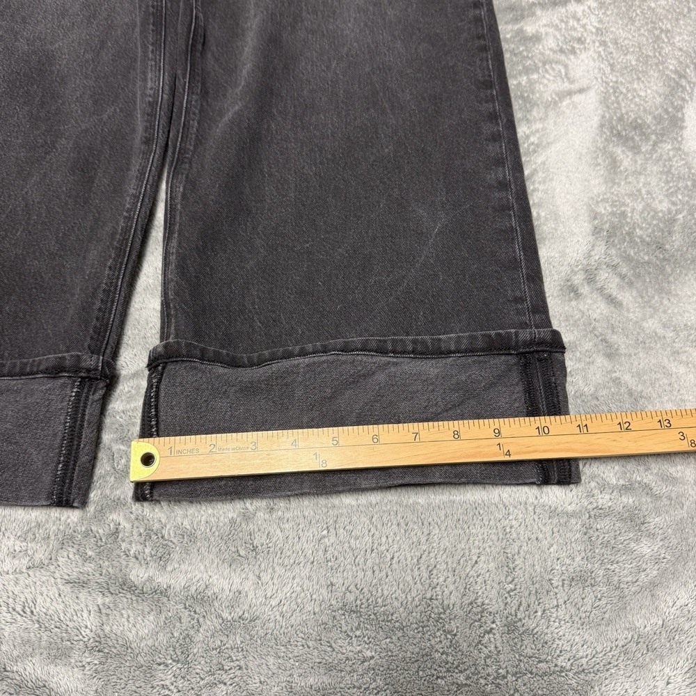 American Eagle Stovepipe Jeans Size 14 Baggy Cuffed Wide Leg Denim Black - Picture 9 of 12